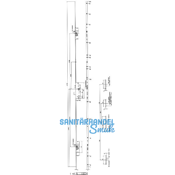 KFV MFV-Schloss BS 2300 DIN, DM 40, Stulp 16 mm eckig, VK 8 mm, Stahl verzinkt
