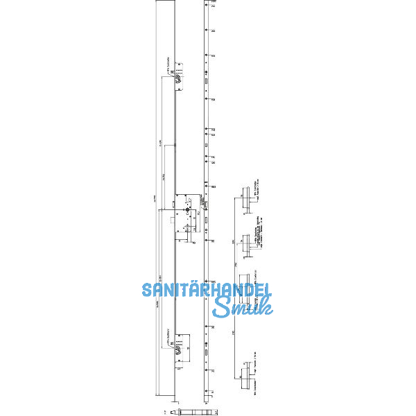 KFV MFV-Schloss BS 2300 DIN, DM 65, Stulp 20 mm eckig, VK 10 mm, Stahl verzinkt