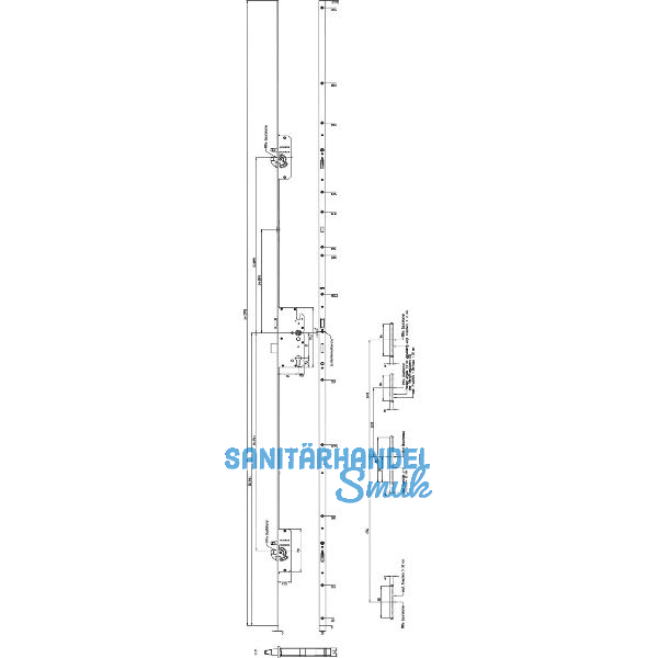 KFV MFV-Schloss BS 2600 f. niedrige T�ren �NORM,DM 65,Stulp 20mm,silber verzinkt