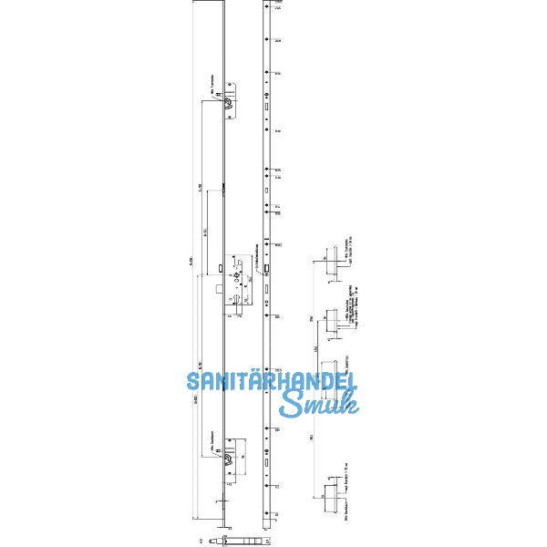 KFV MFV-Schloss BS 2300 DIN, DM 45, U-Stulp 24 x 6,3 mm, silber verzinkt