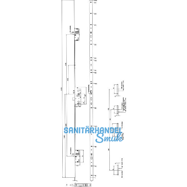 KFV MFV-Schloss BS 2300 DIN, DM 55, Stulp 20 mm eckig, VK 10 mm, Stahl verzinkt