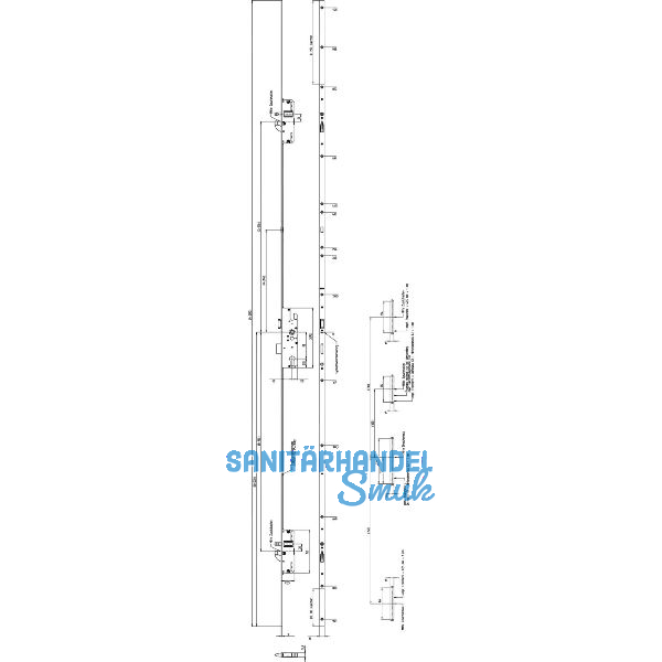 KFV MFV-Schloss BS 2600 DIN, DM 65, Stulp 16 mm eckig, silber verzinkt