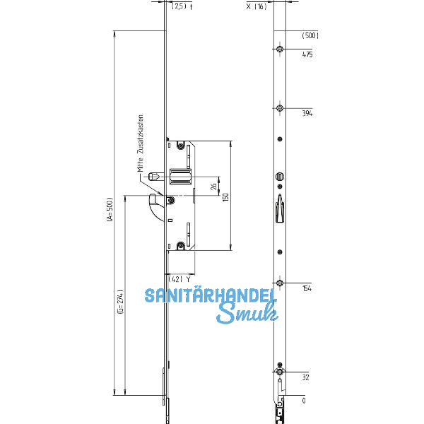 KFV Verl�ngerung BV1600, Falz 16 mm, Stahl verzinkt