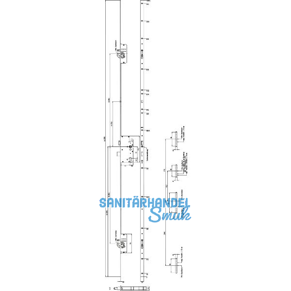 KFV MFV-Schloss BS 2600 DIN, DM 65, Stulp 20 mm eckig, Edelstahl