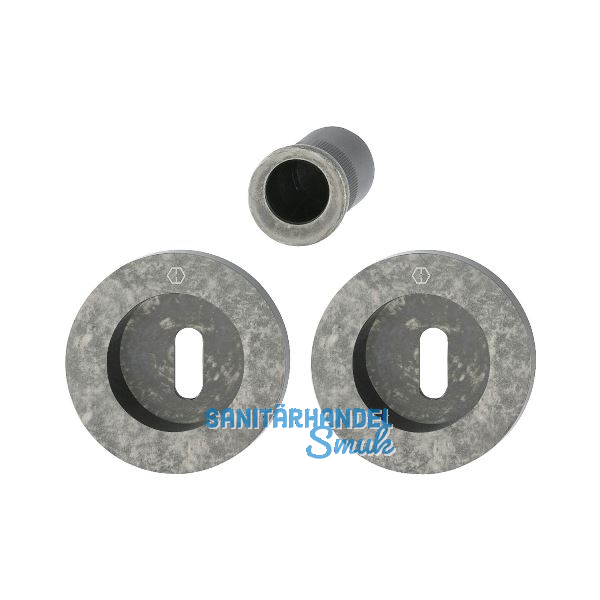 HOPPE Schiebet�rmuschel Set M471, runde Rosette BB, Messing silber antik