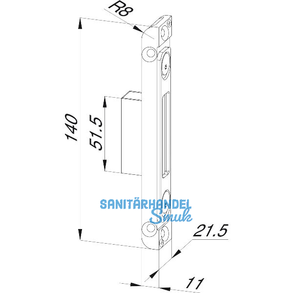 WINKHAUS Schlie�blech f. Schwenkriegel zu STV F16/20 M4, verzinkt silberf�rbig