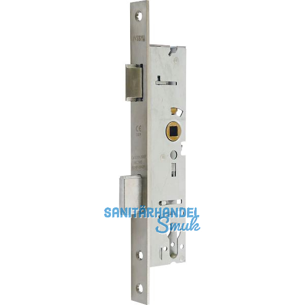 WSS Rohrrahmenschloss Flachstulp m. Falle und Riegel, universal, DM35, Edelstahl