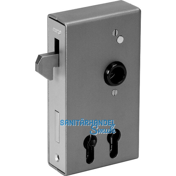 AMF Schiebetorschloss mit Schlosskasten u. Hakenfalle 140SD, 2 PZW, Stahl blank