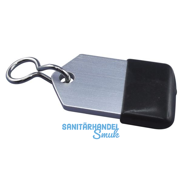 Hotelschl�sselanh�nger - flach, 50 mm, mit Gummi, Aluminium silber eloxiert