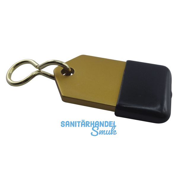 Hotelschl�sselanh�nger - flach, 50 mm, mit Gummi, Aluminium gold eloxiert
