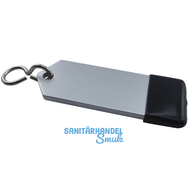 Hotelschl�sselanh�nger - flach, 80 mm, mit Gummi, Aluminium silber eloxiert