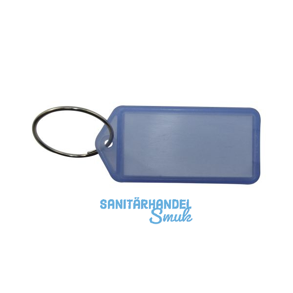 Schl�sselanh�nger - mit Papiereinlage, Kunststoff transparent blau