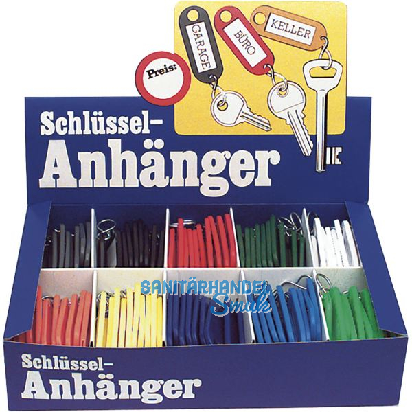 Schl�sselanh�nger Box - 100-tlg. in 10 Farben sortiert, ohne Aufh�ngeloch