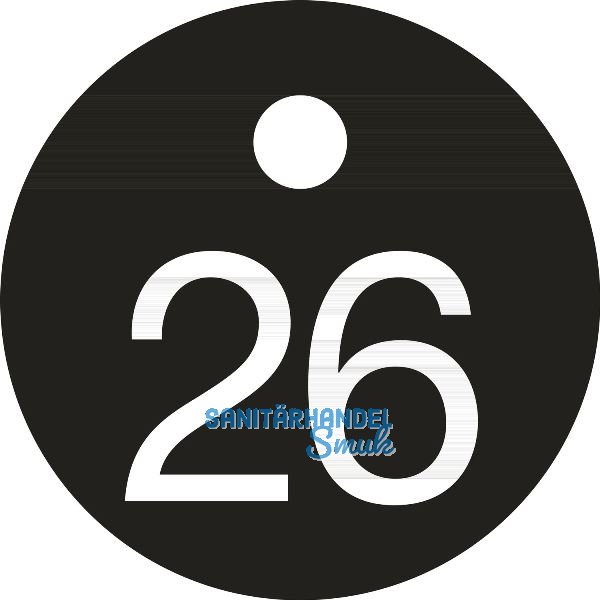 Schl�sselnummer - � 25, Nummer 26, Aluminium schwarz eloxiert