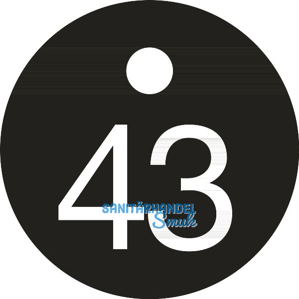 Schl�sselnummer - � 25, Nummer 43, Aluminium schwarz eloxiert