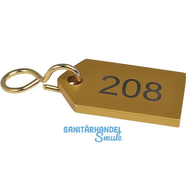 Hotelschl�sselanh�nger flach, mit Gravur 1-9999, Aluminium gold eloxiert