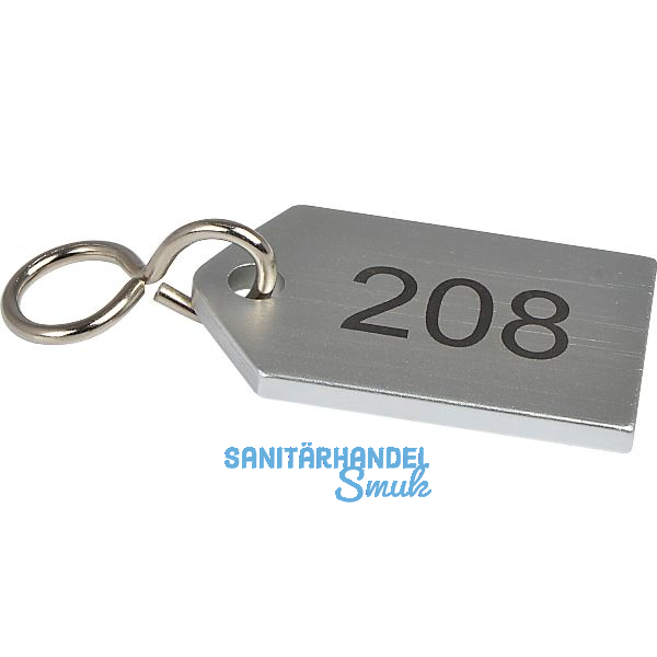 Hotelschl�sselanh�nger flach, mit Gravur 1-9999, Aluminium silber eloxiert
