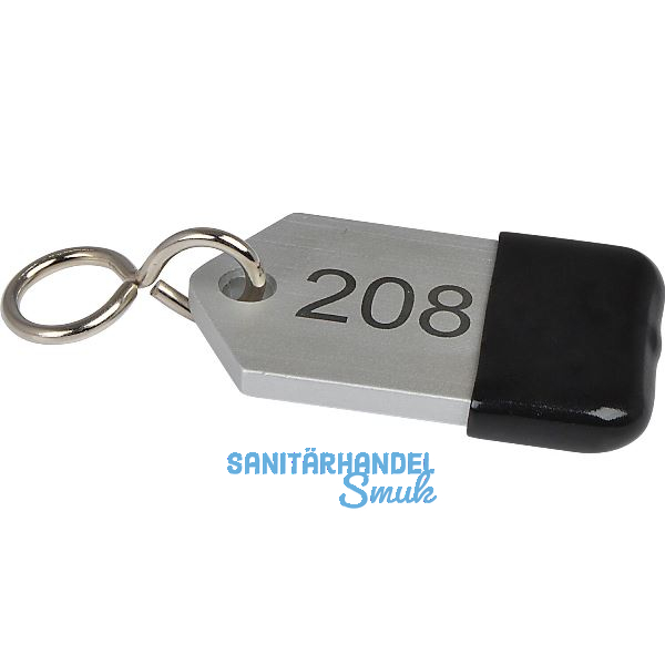 Hotelschl�sselanh�nger mit Gummi, H�he 50 mm, Gravur 1-9999, silber eloxiert