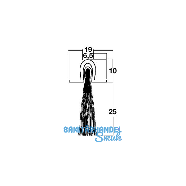 T�rdichtungsb�rste m. U-Profilleiste, 2000 mm, Borsten natur, Alu natur