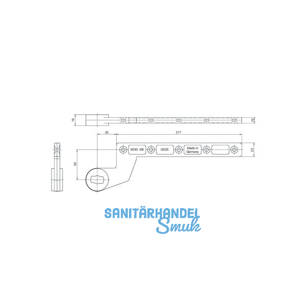 GEZE T�rschiene DB f�r flachkonisch, Anschlagt�r, Stahl verzinkt