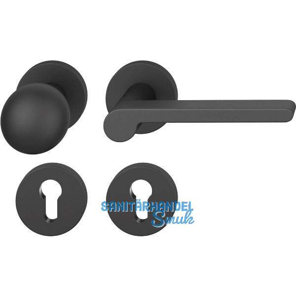 FSB Wechselgarnitur 12 1021 ASL auf Rosette PZ,Knopf fest,links,schwarz matt