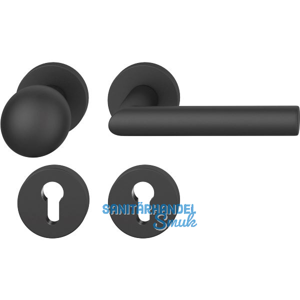 FSB Wechselgarnitur 12 1076 ASL auf Rosette PZ, Knopf drehbar, schwarz matt