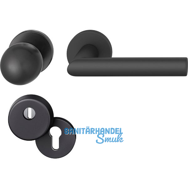 FSB Haust�rwechselgarnitur 12 1076 mit Kernziehschutz, Aluminium schwarz matt