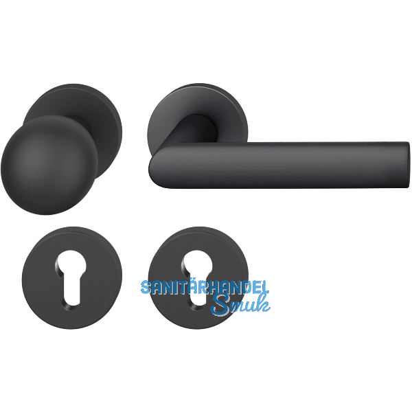 FSB Wechselgarnitur 12 1108 ASL auf Rosette PZ, Knopf fest, schwarz matt