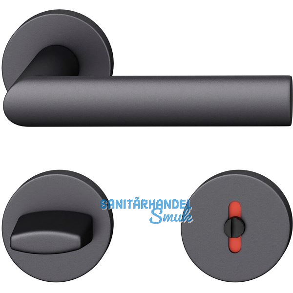 FSB Dr�ckergarnitur 12 1108 ASL auf Rosette WC DIN, Aluminium schwarz matt
