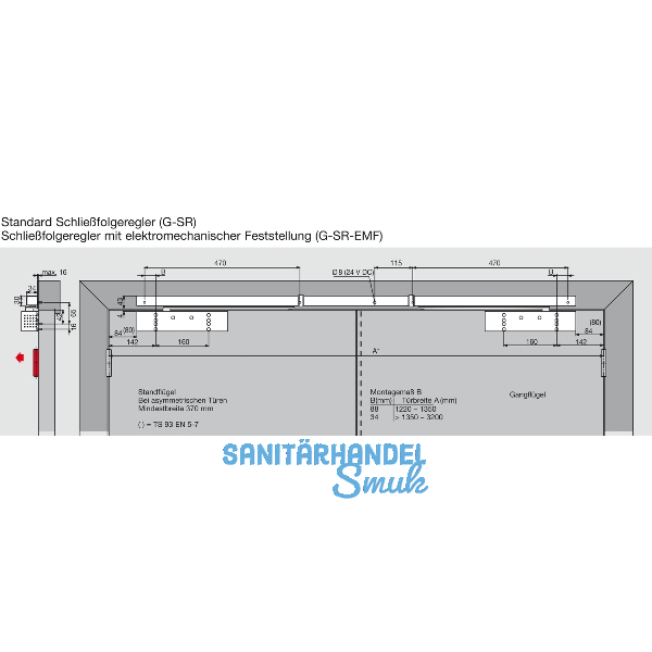 DORMAKABA Gleitschiene GSR-V, wei� RAL 9016