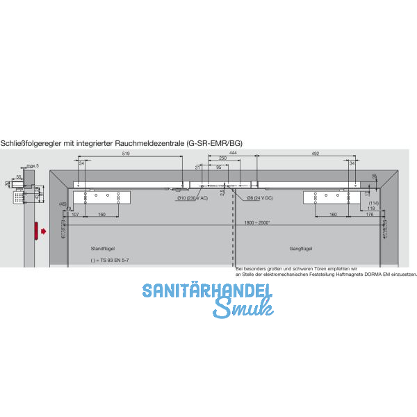 DORMAKABA Gleitschiene GSR-EMR2-V/BG, silber