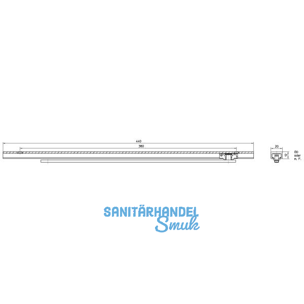 Gleitschiene BOXER ohne Feststellung f�r Anschlagt�ren, 12 mm