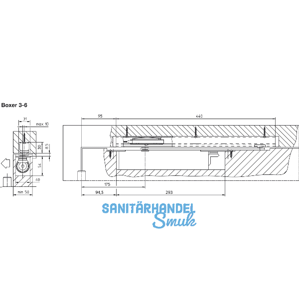 Gleitschiene BOXER E, silber
