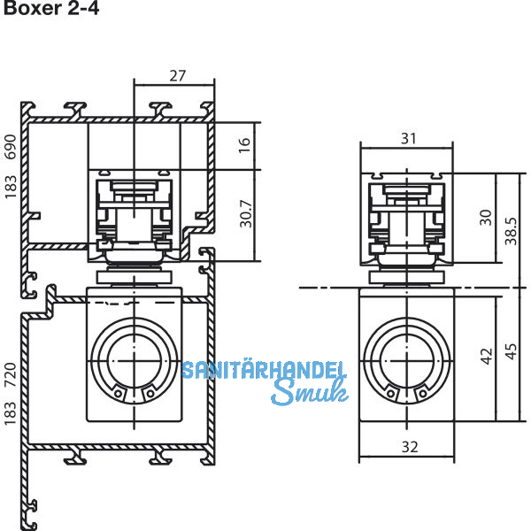 Gleitschiene BOXER ISM, silber