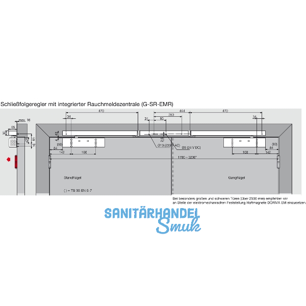 DORMAKABA T�rschlie�er TS 93 B GSR-EMR1-V,EN 2-5, 2-flg. Gleitschiene, silber