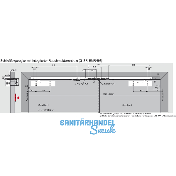 DORMAKABA T�rschlie�er TS 93 G GSR/EMR2-BG-V,EN 2-5, Gleitschiene, silber