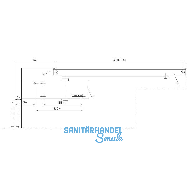 GEZE T�rschlie�er TS 3000 V, 1-flg. Gleitschiene L, silber