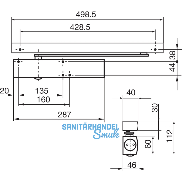 GEZE T�rschlie�er TS 5000E, EN 2-6, 1-flg. Gleitschiene, RAL 9016
