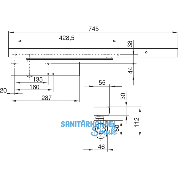GEZE T�rschlie�er TS 5000 R, EN 2-6, 1-flg. Gleitschiene, silber
