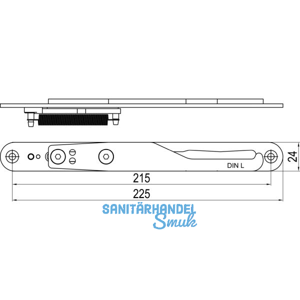 IMH-ABS Mitnehmerhaken GF UNI 24 V Gr.1, 225 x 24 mm,schwarz verzinkt,DIN links
