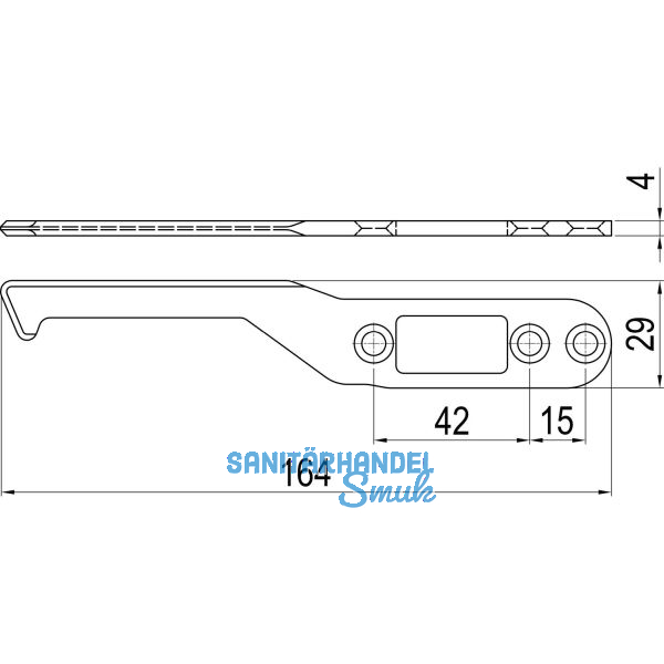 IMH-ABS Mitnehmerhaken SF, 164 x 29 x 4 mm, universal, DIN, schwarz verzinkt