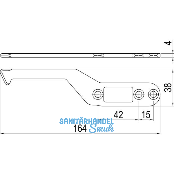 IMH-ABS Mitnehmerhaken SF, 164 x 38 x 4 mm, universal, DIN, schwarz verzinkt