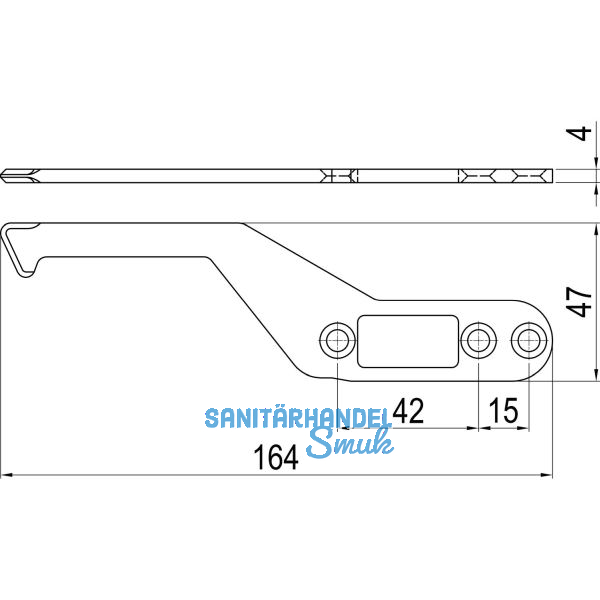 IMH-ABS Mitnehmerhaken SF, 164 x 47 x 4 mm, universal, DIN, schwarz verzinkt
