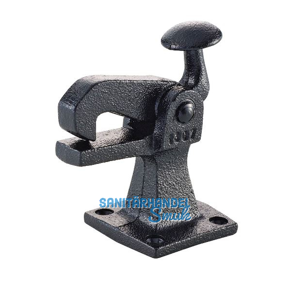 Torhalter 1307 mit Fanghaken f�r Bodenmontage, Temperguss schwarz lackiert