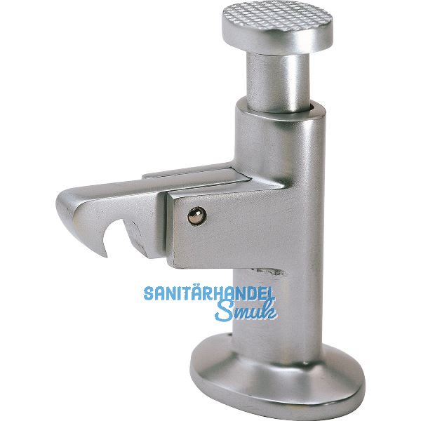 Torhalter 1047 mit Fanghaken, Bodenmontage, Alu silber lackiert