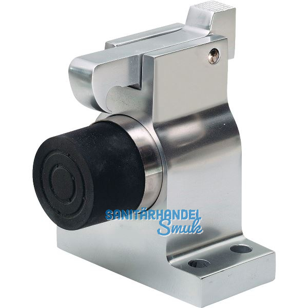 Torhalter 1051 mit Fanghaken und Puffer, Bodenmontage, Alu silber lackiert