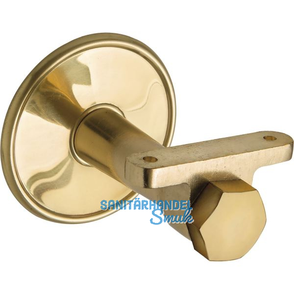 Handlauftr�ger mit Winkel, Rosetten. � 70 mm, Wandabstand 65 mm, Messing poliert