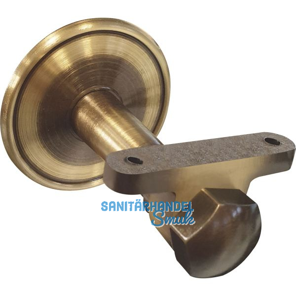 Handlauftr�ger mit Winkel, Rosetten � 70 mm, Wandabstand 65 mm,Messing patiniert