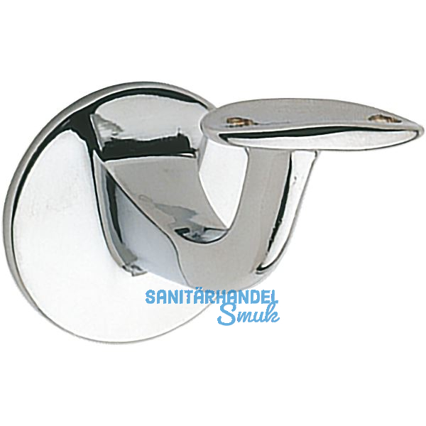 Handlauftr�ger mit gew�lbter Auflage, Wandabstand 65mm, Messing verchromt