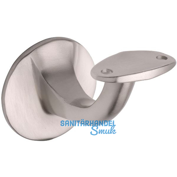 Handlauftr�ger mit gew�lbter Auflage, Wandabstand 65mm, Messing vernickelt matt